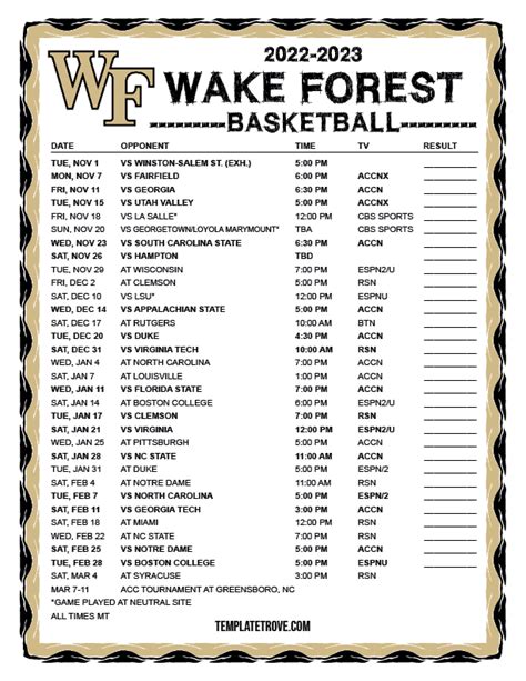 wake forest basketball schedule 2023-24